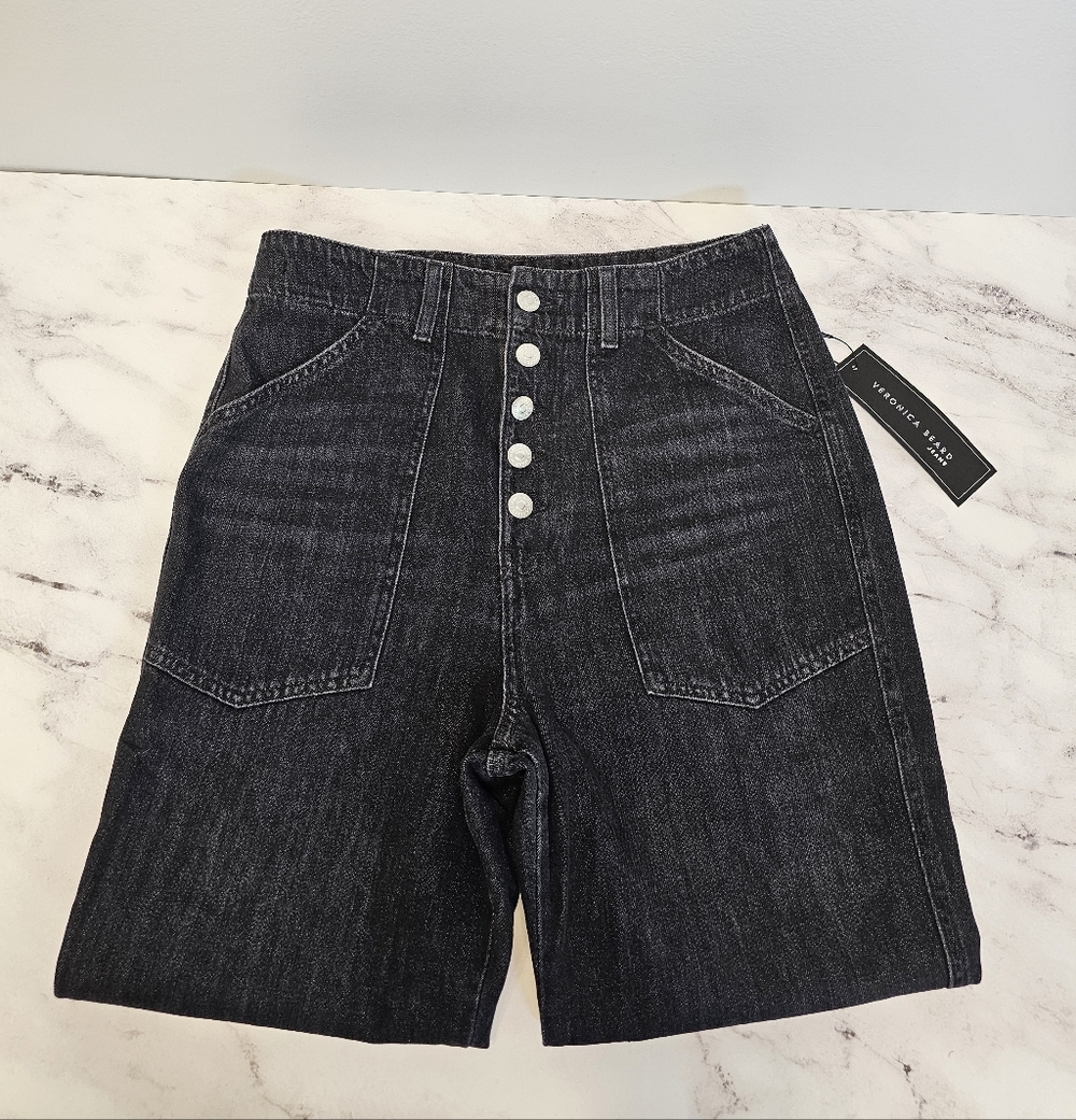 Veronica Beard Bolton With Cargo Pocket Elastic Hem High Rise Black Jeans 29 NWT - Picture 6 of 11